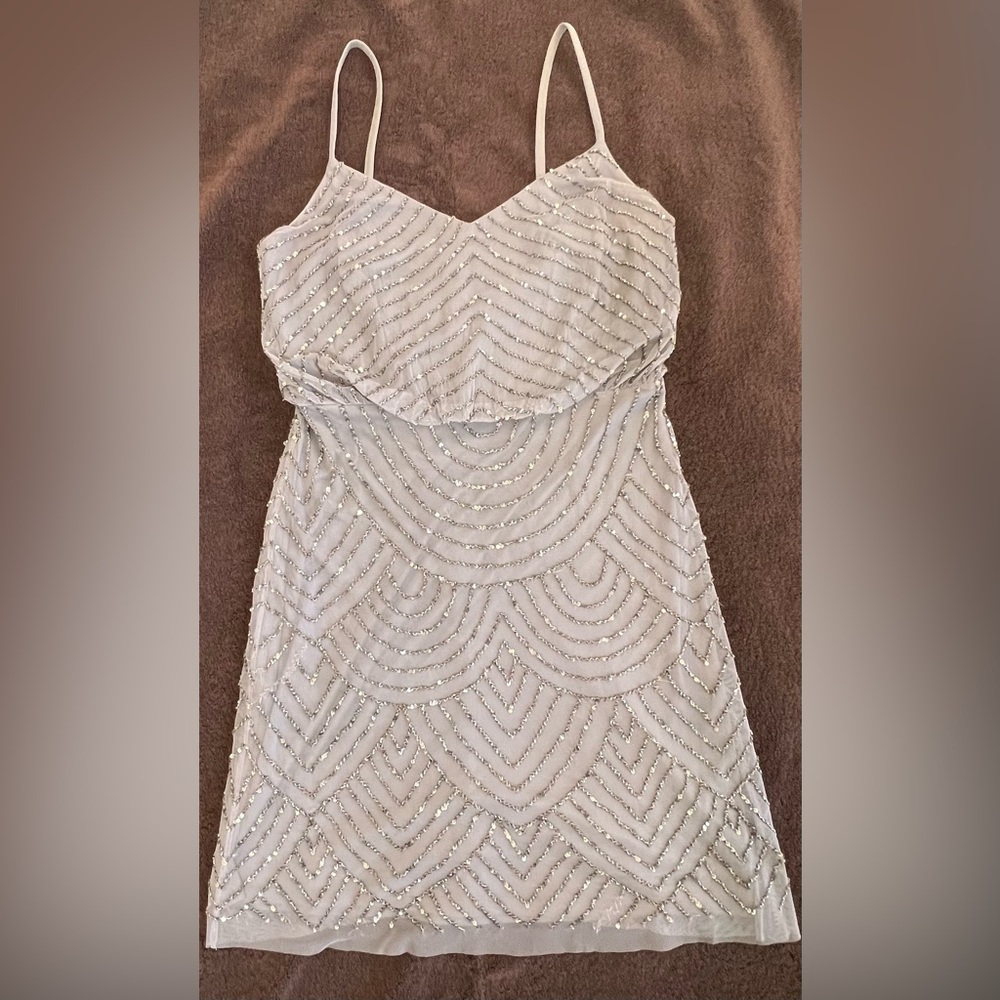 Adrianna Papell Art Deco Style Dress - Women’s Size 10 - Dusty grey/purple - Picture 3 of 16